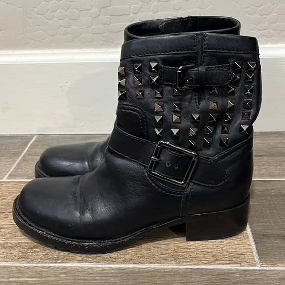 Valentino Black Combat Boots with Silver Studs - Picture 6 of 11
